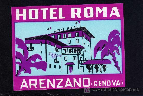 Etiquetas antiguas: ETIQUETA DE HOTEL -   HOTEL ROMA - ARENZANO-GENOVA - ITALIA.