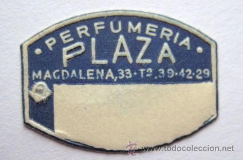 Etiquetas antiguas: ANTIGUA ETIQUETA A&Ntilde;OS 50. PERFUMERIA PLAZA-MADRID-. SIN USAR. ENVIO GRATIS&iexcl;&iexcl;&iexcl;