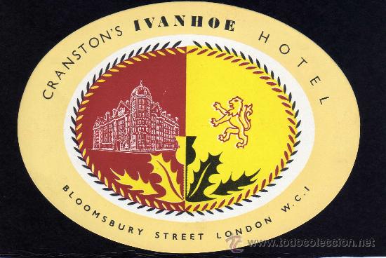Etiquetas antiguas: ETIQUETA DE HOTEL - CRANSTON&acute;S IVANHOE HOTEL - LONDON - INGLATERRA