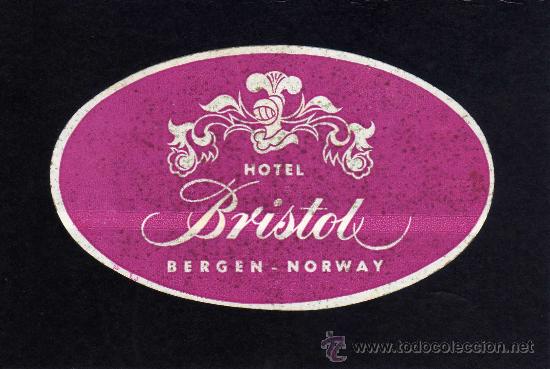 Etiquetas antiguas: ETIQUETA DE HOTEL -  HOTEL BRISTOL- BERGEN - NORUEGA