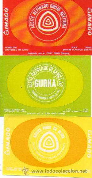Etiquetas antiguas: 3 etiquetas aceite Simago y Gurka - Foto 1