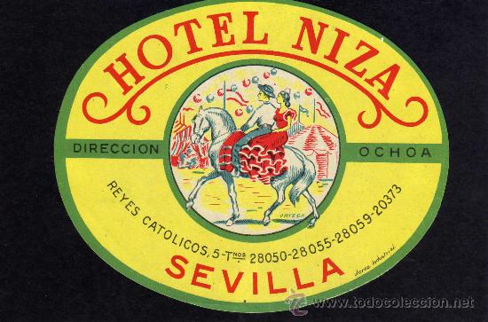 Etiquetas antiguas: ETIQUETA HOTEL -  HOTEL NIZA - SEVILLA.