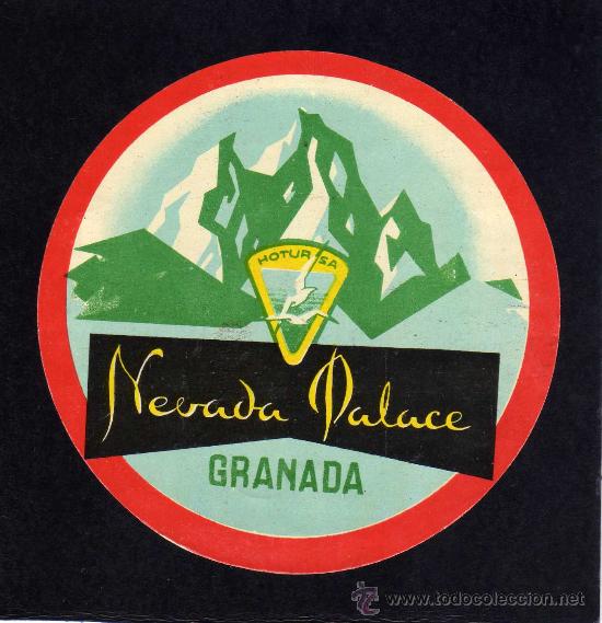 Etiquetas antiguas: ETIQUETA HOTEL -  HOTEL NEVADA PALACE - GRANADA.
