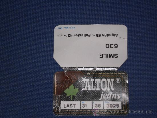 Etiquetas antiguas: ETIQUETA ORIGINAL DE LOS PANTALONES ALTON ( JEANS ) , ES DE CARTON , A&Ntilde;OS 70/80 .