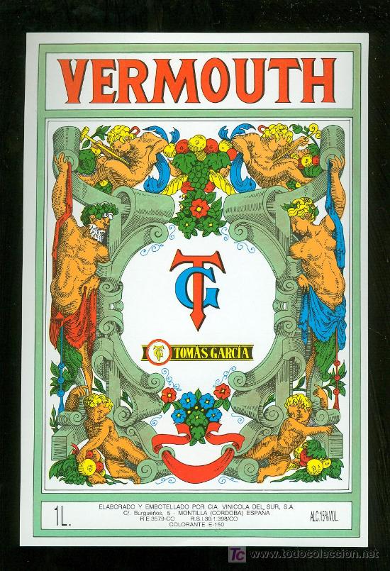 Etichette antiche: ETIQUETA DE VERMOUTH. TOMAS GARCIA. MONTILLA. ESPA&Ntilde;A.