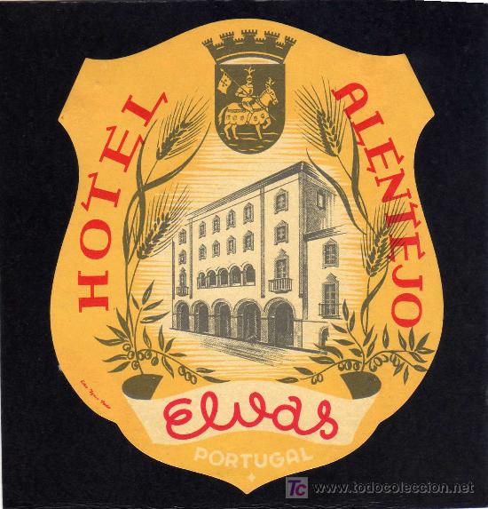 Etiquetas antiguas: ETIQUETA DE HOTEL -   HOTEL ALENTEJO - ELVAS - PORTUGAL.