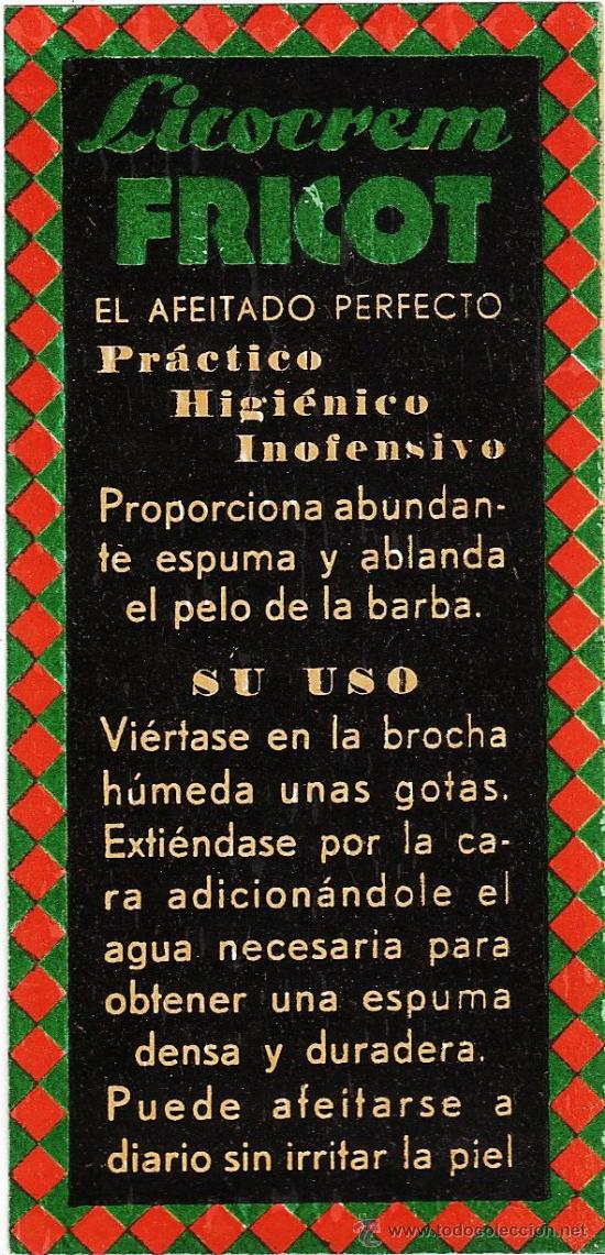 Etiquetas antiguas: etiqueta - perfumeria - espuma de afeitado - licocrem fricot - barcelona