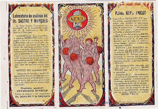 Etiquetas antiguas: etiqueta.- perfumeria.-polvos anti-irritantes.-infantil polvos nens.- marca fricot.- barcelona