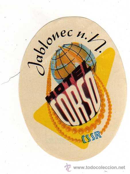 Etiquetas antiguas: ETIQUETA DE HOTEL - HOTEL CORSO , JABLONEC
