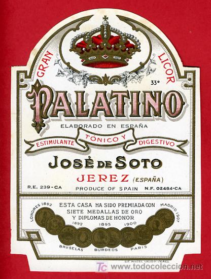 Etichette antiche: ETIQUETA   PALATINO DE JOSE SOTO, JEREZ  , E840