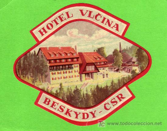 Etiquetas antiguas: ETIQUETA HOTEL - HOTEL VLCINA  - BESKYDY - CHECOSLOVAQUIA.