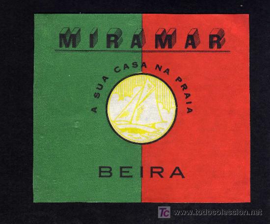 Etiquetas antiguas: ETIQUETA HOTEL - HOTEL MIRAMAR - 12 X 11 CM.-  BEIRA - PORTUGAL.