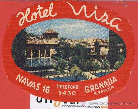 Etiquetas antiguas: ETIQUETA HOTEL - HOTEL INGLATERRA - GRANADA - -ESPA&Ntilde;A- 130 mm -
