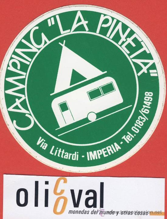Etiquetas antiguas: ETIQUETA  HOTEL - CAMPING-LA PEINETA- IMPERIA -ITALIA- 80mm--ADHESIVO-