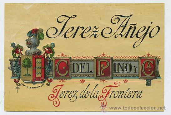 Etiquetas antiguas: ETIQUETA VINO JEREZ A&Ntilde;EJO. C. DEL PINO Y CA. JEREZ (ET-0183)