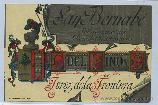 Etiquetas antiguas: ETIQUETA VINO SAN BERNABE SOLERAS ESPECIALES. PAGO DE MACHARNUDO. C. DEL PINO Y CA. JEREZ ET-0199