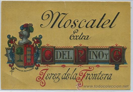 Etiquetas antiguas: ETIQUETA VINO MOSCATEL EXTRA. C. DEL PINO Y CA. JEREZ (ET-0223 ,2)