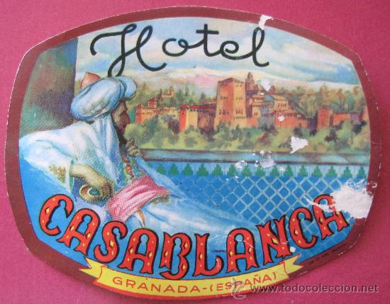Etiquetas antiguas: ANTIGUA ETIQUETA DEL HOTEL CASABLANCA. GRANADA... ENVIO GRATIS&iexcl;&iexcl;&iexcl;