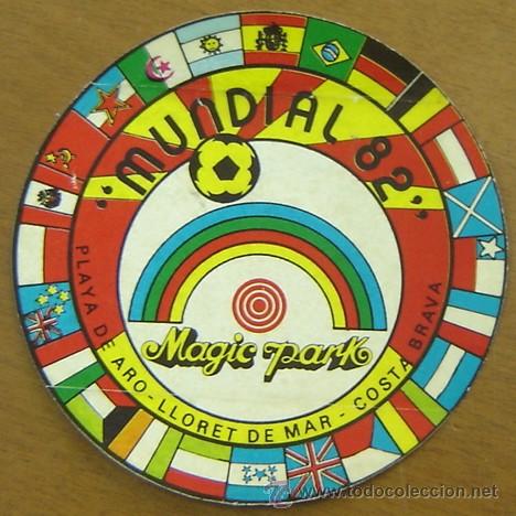 Etiquetas antiguas: PEGATINA ADHESIVO MUNDIAL 82 MAGIC PARK PLATJA D'ARO - original sin despegar