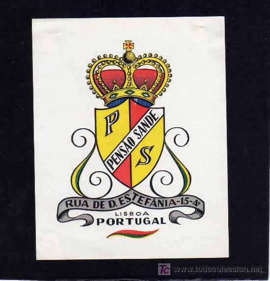 Etiquetas antiguas: ETIQUETA HOTEL - PENSAO SANDE - LISBOA - PORTUGAL.