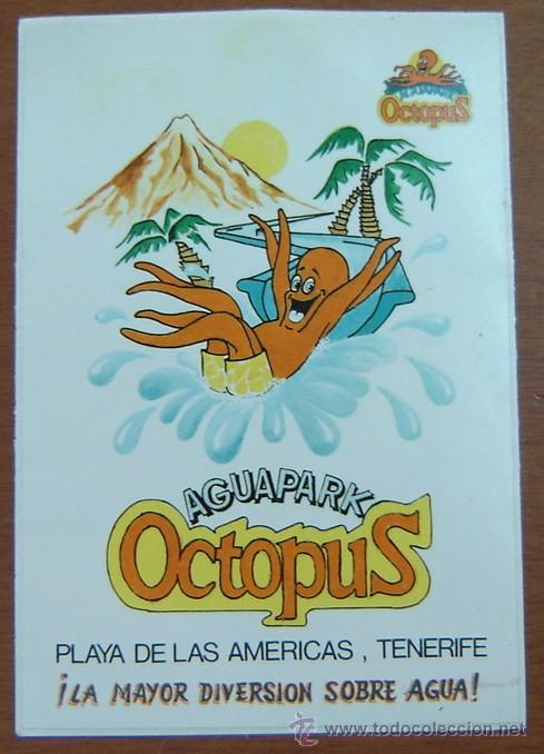 Etiquetas antiguas: PEGATINA ADHESIVO AGUAPARK OCTOPUS TENERIFE - original a&ntilde;os 1980s - sin despegar