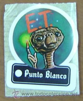 Etiquetas antigas: PEGATINA ADHESIVO E.T. PUNTO BLANCO - a&ntilde;os 1980s - original sin despegar