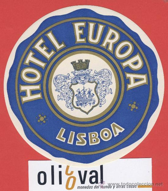 Etiquetas antiguas: ETIQUETA HOTEL -PORTUGAL-HOTEL EUROPA -LISBOA- CELESTE-102 mm