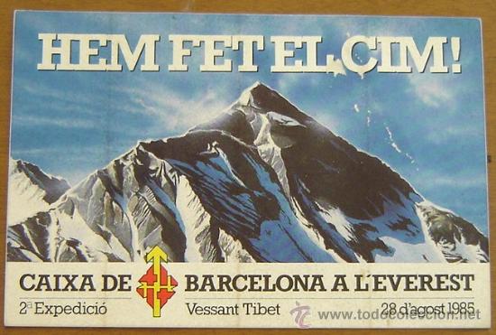 Alte Etiketten: PEGATINA ADHESIVO CAIXA DE BARCELONA A L'EVEREST VESSANT TIBET - 2&ordf; EXPEDICION 1985 -ORIGINAL SIN DE