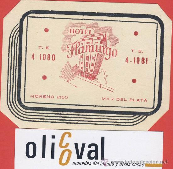 Etiquetas antiguas: ETIQUETA  HOTEL -ARGENTINA-HOTEL FLAMINGO- MAR DEL PLATA-ILUSTRACION DATADA A&Ntilde;OS 40 -HUECO-90X70 mm-