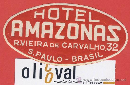 Etiquetas antiguas: ETIQUETA HOTEL -BRASIL - HOTEL AMAZONAS -S&Aacute;U PAULO -- 110mm