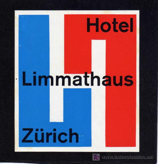 Etiquetas antiguas: ETIQUETA HOTEL -  HOTEL LIMMATHAUS - Z&Uuml;RICH - SUIZA .
