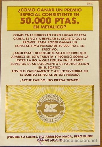 Etiquetas antiguas: PEGATINA ADHESIVO SORTEO READERS DIGEST a&ntilde;os 1980s - original sin despegar