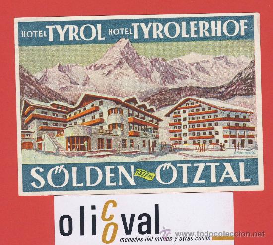 Etiquetas antiguas: ETIQUETA  HOTEL -AUSTRIA-   HOTEL TIROL - ILUSTRACION -HUECO-114X 83 mm