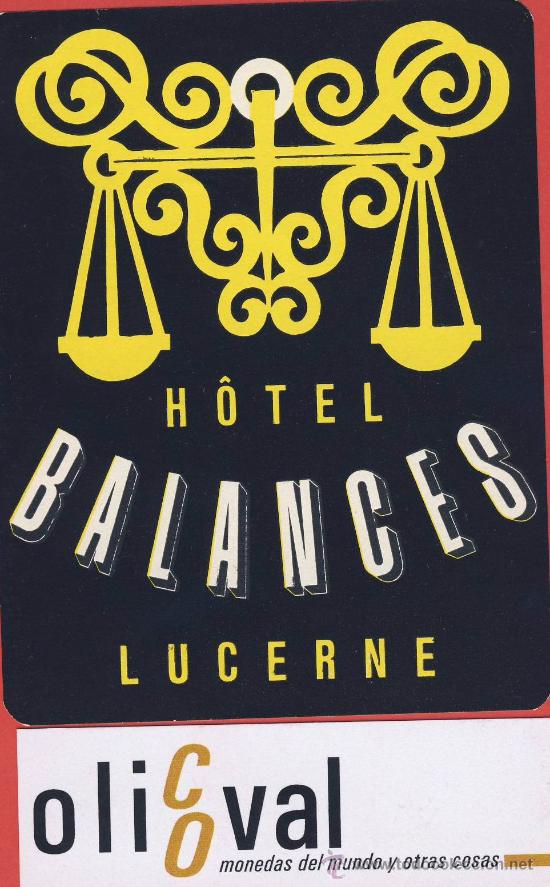 Etiquetas antiguas: ETIQUETA  HOTEL -AUSTRIA-HOTEL BALANCES -LUCEERNE- ILUSTRACION   -HUECO-106 X 82 mm