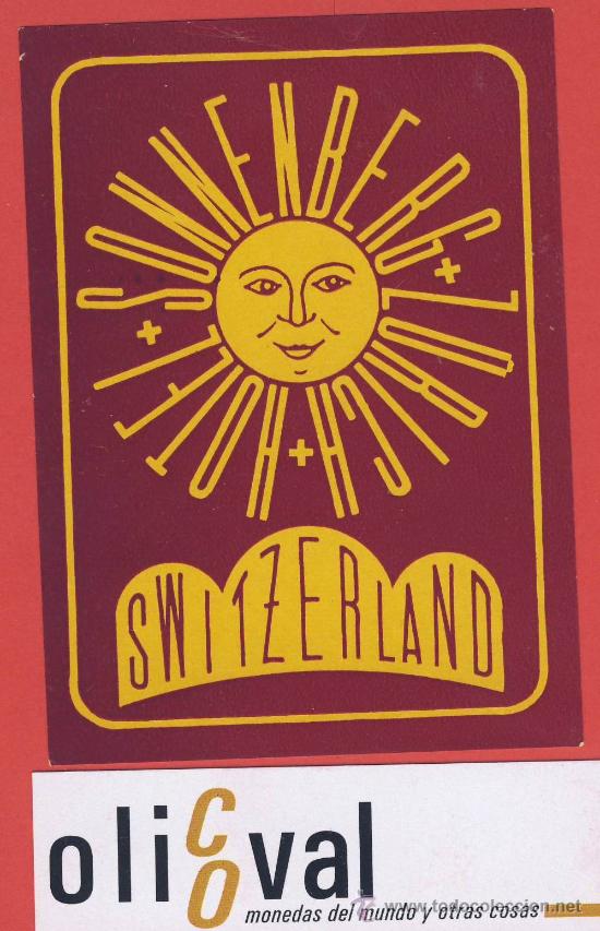 Etiquetas antiguas: ETIQUETA  HOTEL -SUIZA -HOTEL SONNENBERG  -ZURICH- -ILUSTRACION  -HUECO - 75  X 115mm