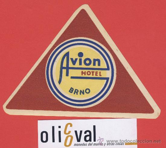 Etiquetas antiguas: ETIQUETA HOTEL -CHESCOLOVAQUIA- REPUBLICA CHECA-HOTEL AVION-BRNO-HUECO-130 mm-