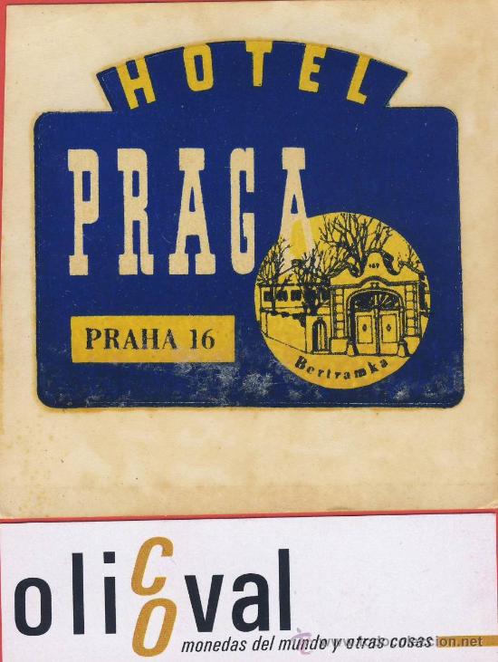 Etiquetas antiguas: ETIQUETA HOTEL -CHESCOLOVAQUIA- REPUBLICA CHECA-HOTEL PRAGA-BERTRAMKA-HUECO-85X85 mm