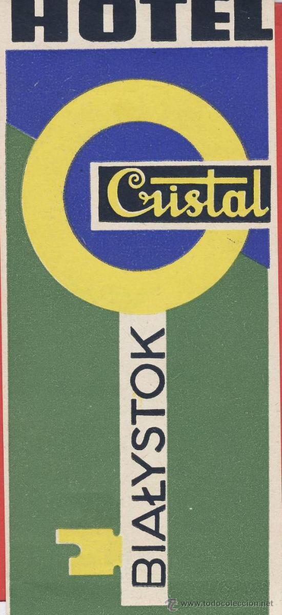 Etiquetas antiguas: ETIQUETA HOTEL -CHESCOLOVAQUIA- REPUBLICA CHECA-HOTEL CRISTAL-BIALYSTOK-HUECO-55X120 mm