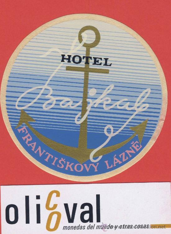 Etiquetas antiguas: ETIQUETA HOTEL -CHESCOLOVAQUIA- REPUBLICA CHECA-HOTEL BAJKAL-FRANTISKOVY L&Aacute;ZNE-HUECO-82 mm