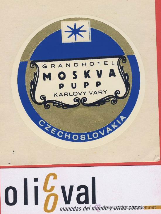 Etiquetas antiguas: ETIQUETA HOTEL -CHESCOLOVAQUIA- REPUBLICA CHECA-HOTEL MOSKVA-KARLOVY VARY-HUECO-83 mm