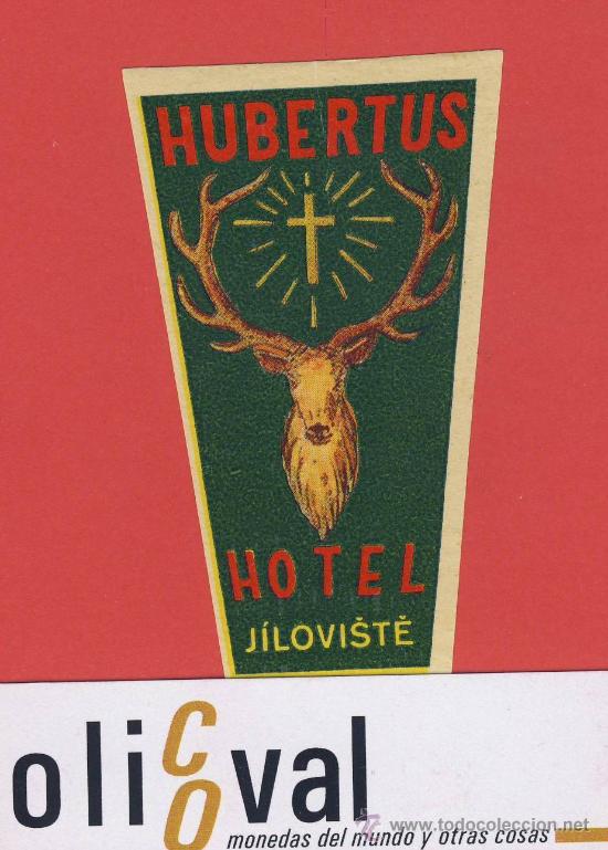 Etiquetas antiguas: ETIQUETA HOTEL -CHESCOLOVAQUIA- REPUBLICA CHECA-HOTEL HUBERTUS --J&Iacute;LOVISTE-HUECO-80X45 mm