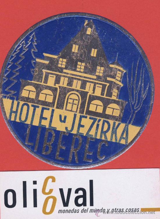 Etiquetas antiguas: ETIQUETA HOTEL -CHESCOLOVAQUIA- REPUBLICA CHECA-HOTEL IJEZ&Iacute;RKA-AZUL-LIBEREC-TERMO-92- 80 mm