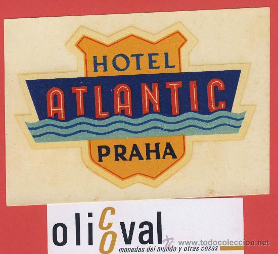 Etiquetas antiguas: ETIQUETA HOTEL -CHESCOLOVAQUIA- REPUBLICA CHECA-HOTEL ATLANTIC- PRAHA -HUECO 110X80 mm