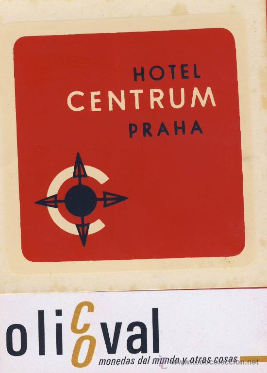 Etiquetas antiguas: ETIQUETA HOTEL -CHESCOLOVAQUIA- REPUBLICA CHECA-HOTEL CENTRUN- PRAHA - 88X 88 mm