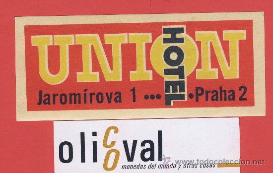 Etiquetas antiguas: ETIQUETA HOTEL -CHESCOLOVAQUIA-REPUBLICA CHECA -HOTEL UNION -PRAHA 2-110X45 mm