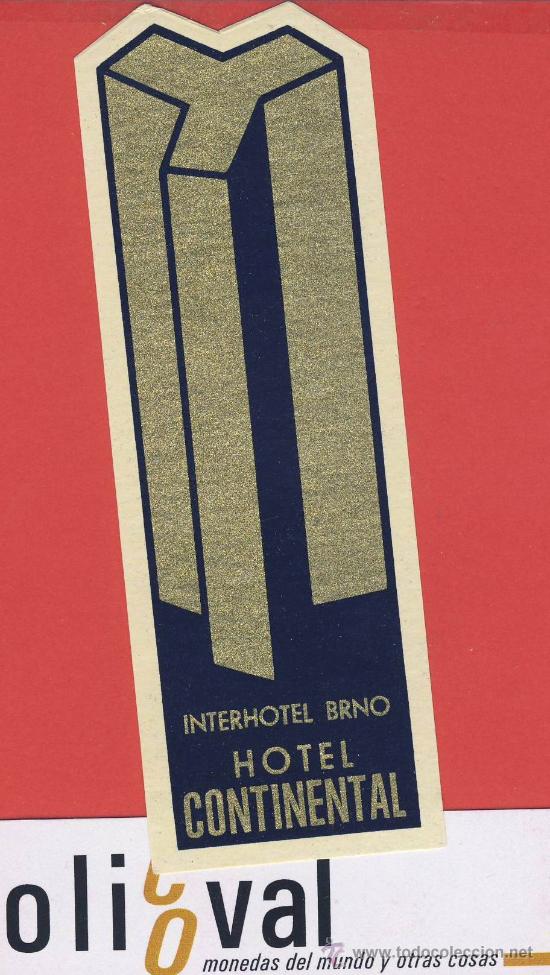 Etiquetas antiguas: Etiqueta Hotel-CHESCOLOVAQUIA-REPUBLICA CHECA -HOTEL INTERHOTEL -BRNO-42X 120 mm