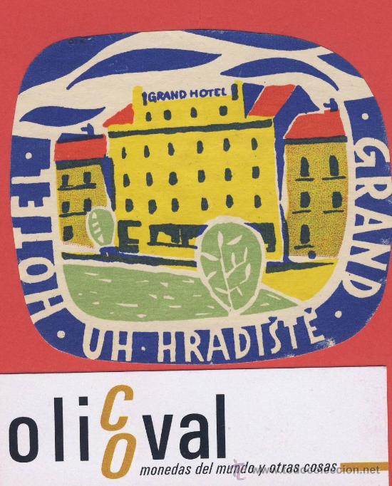 Etiquetas antiguas: Etiqueta Hotel-CHESCOLOVAQUIA-REPUBLICA CHECA -HOTEL  UH HRADISTE---82X72 mm