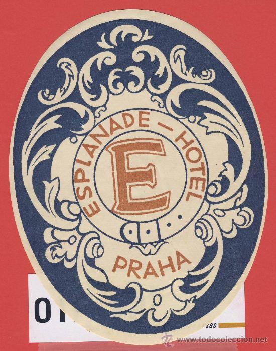 Etiquetas antiguas: Etiqueta Hotel -CHESCOLOVAQUIA-REPUBLICA CHECA-HOTEL ESPLANADE-PRAHA-- HUECO-T OVAL- 130 m m