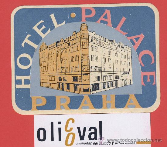 Etiquetas antiguas: Etiqueta Hotel -CHESCOLOVAQUIA-REPUBLICA CHECA-HOTEL  PALACE -PRAHA- ILUSTRACION 115X78 mm