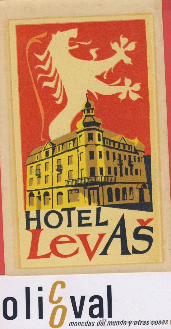 Etiquetas antiguas: Etiqueta Hotel -CHESCOLOVAQUIA-REPUBLICA CHECA-HOTEL  LEVAS -- ILUSTRACION 70 X 100 mm